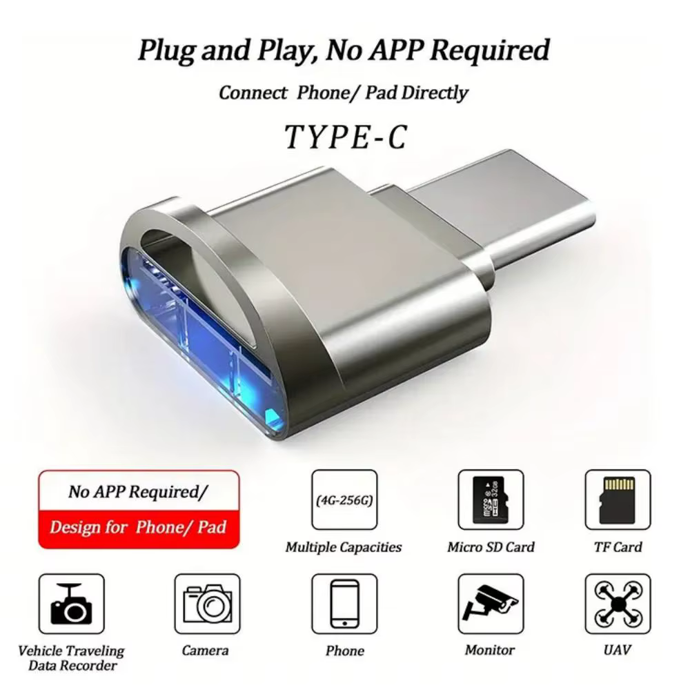 Lecteur de carte TF type-c en alliage de Zinc USB 3.1