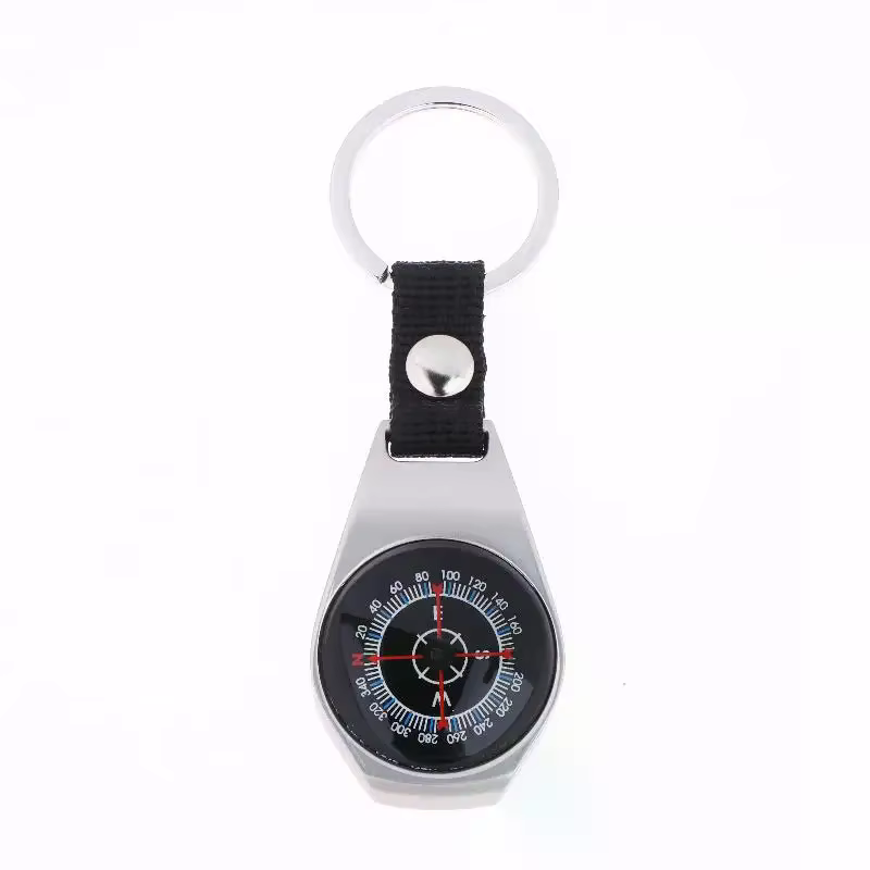 Porte-clés boussole en métal, porte-clés boussole portable, boussole de poche pour le camping en plein air, la randonnée, les outils de navigation