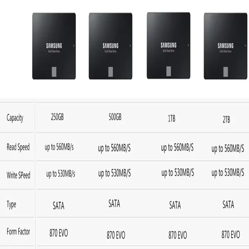 SAMSUNG 870 EVO SSD SATAIII MLC Disque dur interne à semi-conducteurs 2.5 HDD pour ordinateur portable
