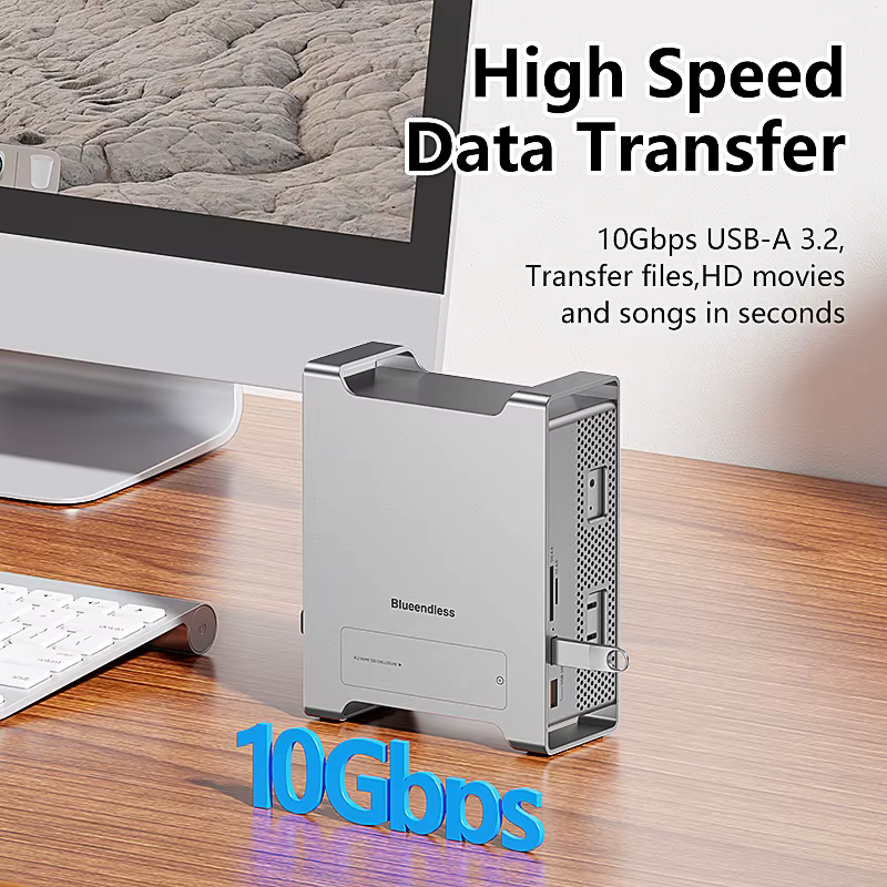 Hub USB C avec boîtier de fente SSD M.2 NVME pour Mac Mini M4/M4 Pro support Station d'accueil type-c