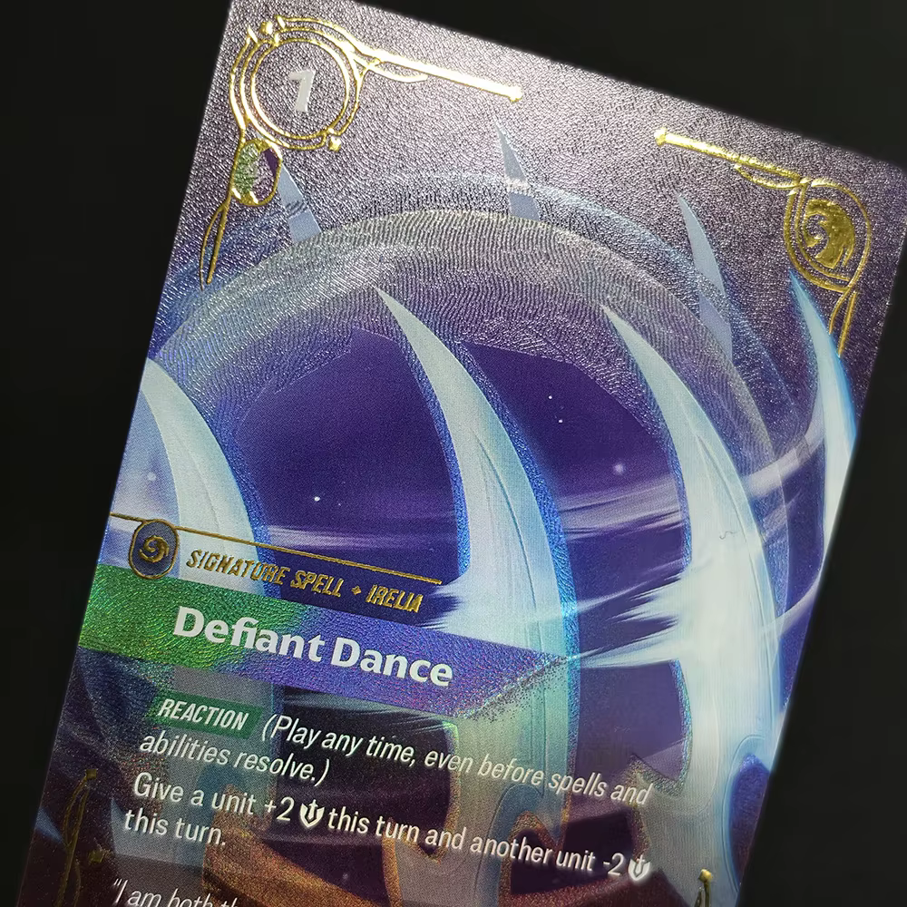 Carte de jeu à collectionner Proxy Riftbound League of Legends Spiritforged SFD Defiant Dance 196/221 Signature Spell Card