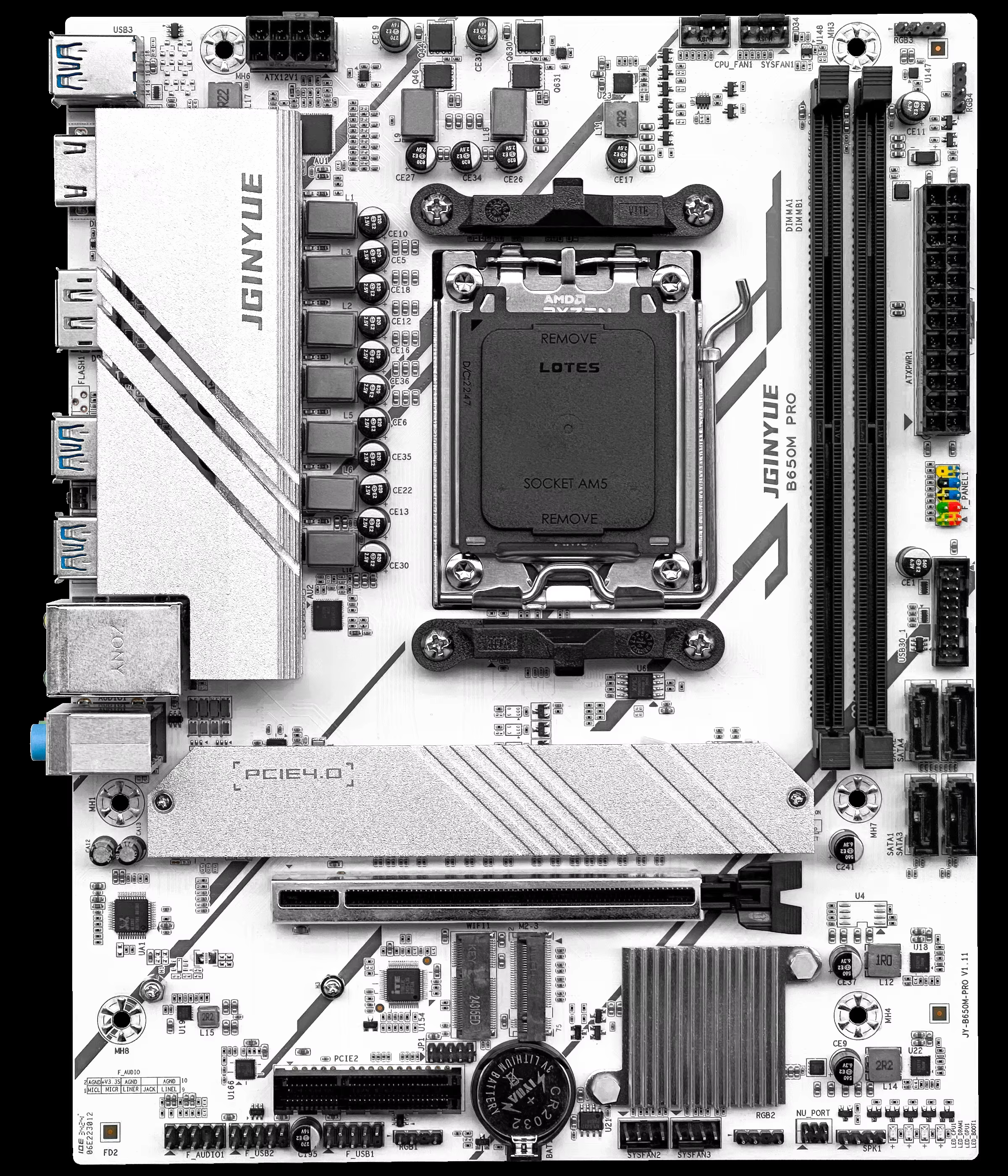 JGINYUE B650M PRO AM5 carte mère M-ATX pour AMD ® Ryzen7000/8000/9000 série DDR5 MAX 64 Go de RAM M.2 Slot * 2