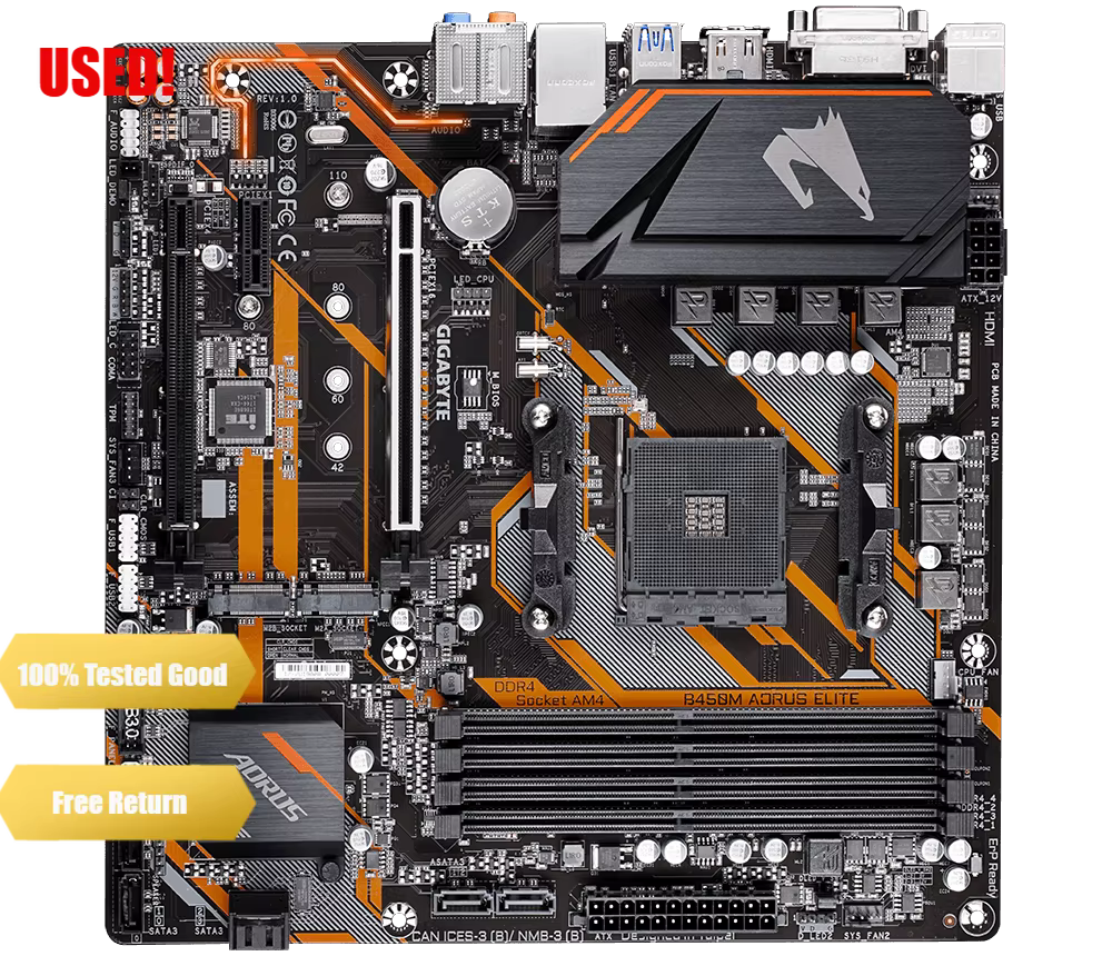 Gigabyte GA B450M AORUS ELITE AMD B450 /4-DDR4 DIMM /M.2 /USB3.1 /Micro-ATX /Nouveau / Max-64G Carte mère AM4 double canal
