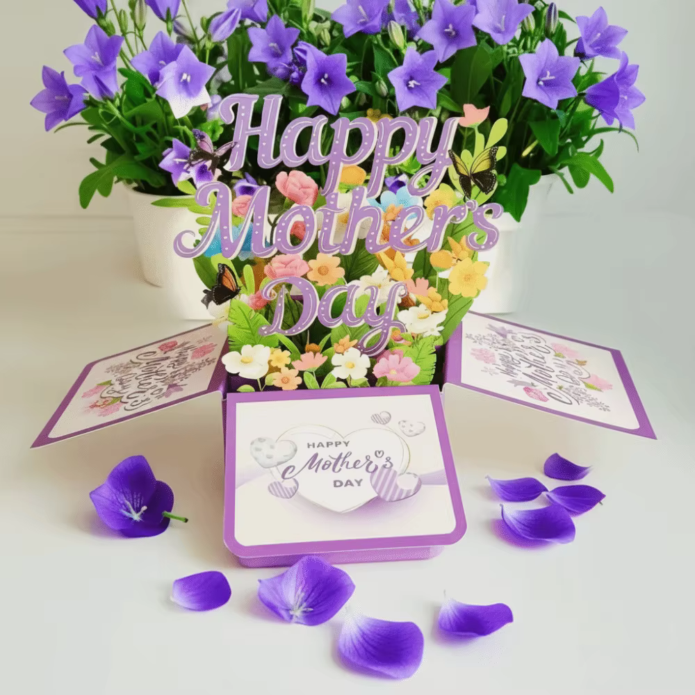 Carte de vœux 3D pour la fête des mères, meilleurs vœux, carte créative pour maman, cadeaux, carte pop-up fleur papillon, cadeau pour la fête des mères