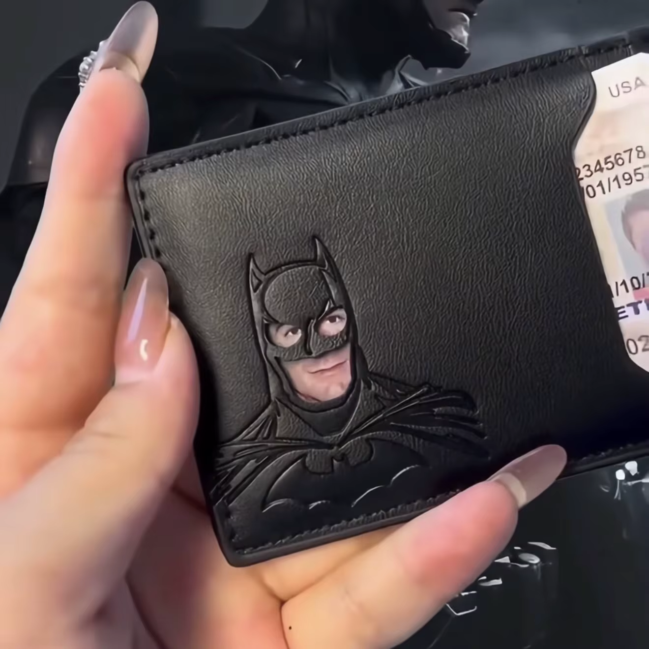 Porte-carte d'identité Batman, abstrait, drôle, super-héros, couverture de carte noire, portefeuille d'occultation de documents portable pour le stockage des cartes d'étudiant et de travail