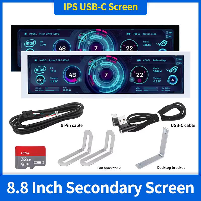 Écran secondaire IPS USB de 8.8 pouces