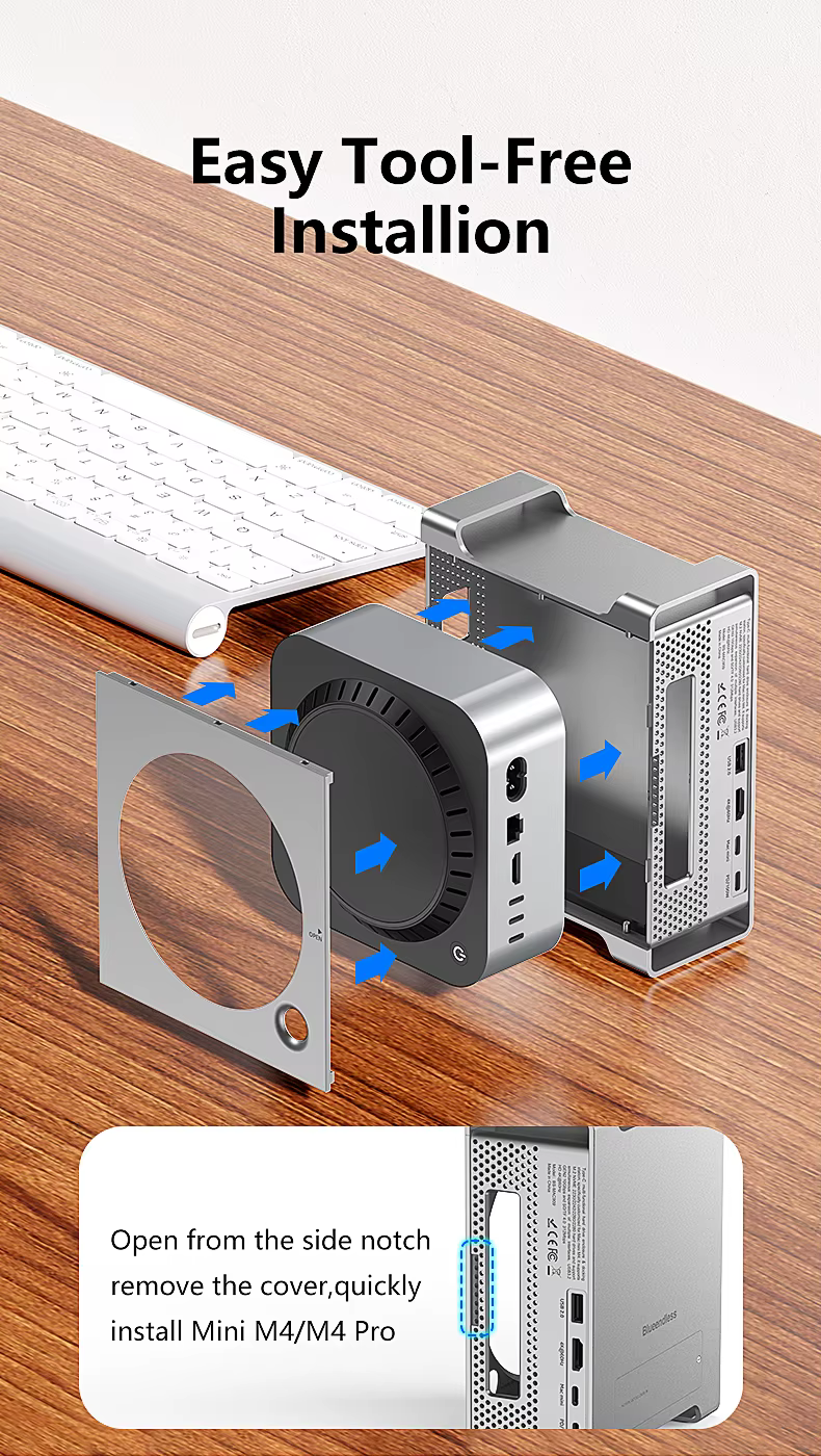 Hub USB C avec boîtier de fente SSD M.2 NVME pour Mac Mini M4/M4 Pro support Station d'accueil type-c