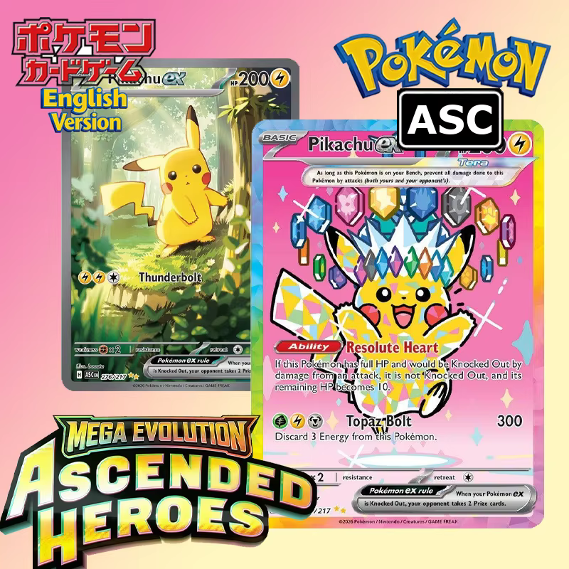Cartes Pokémon Ascension DIY : Héros Anglais Asc 276/217 277/217 Pikachu Ex Illustration Spéciale Collection Rara Anime