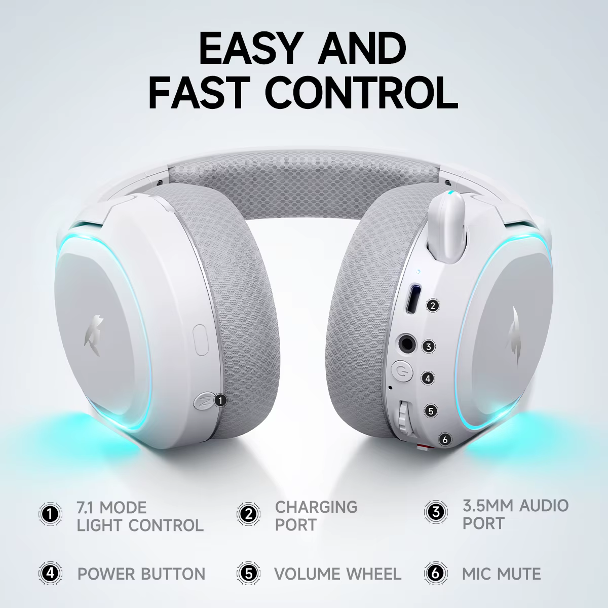 Picun G2 2.4 GHz Bluetooth casque de jeu sans fil pour PC PS4 PS5 commutateur de téléphone 5ms faible latence 7.1