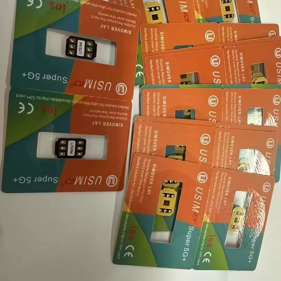 2025 nouvelle version USIM LTE Super 5G + autocollants de carte de déverrouillage prenant en charge iPhone 13-16 Pro Max uniquement à utiliser dans les téléphones à double emplacement Sim