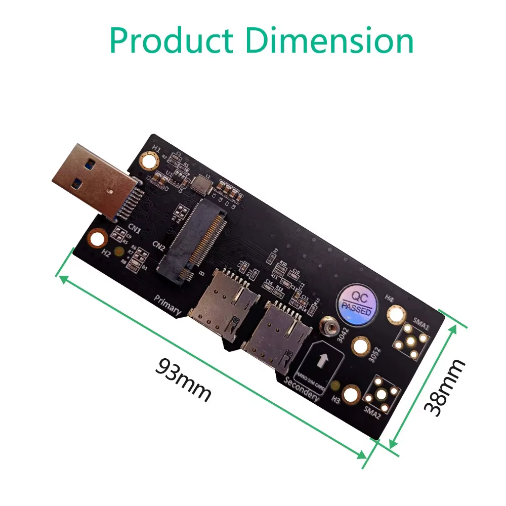1 adaptateur carte X Dual M.2 NANO SIM, convertisseur M2 vers USB 3.0 pour accessoires LTE WLAN 3/4/5G
