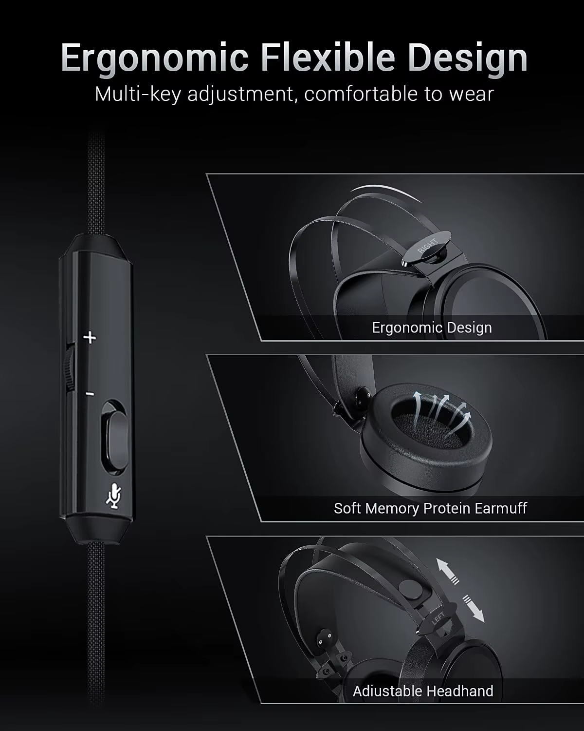 NUBWO N7 casques de jeu pour PS4/PS5/Switch/Xbox One casque de jeu filaire avec micro antibruit sur l'oreille