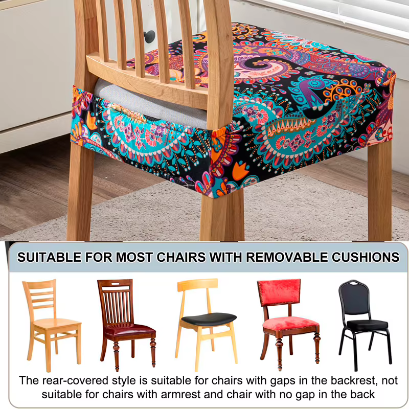 Housses de chaise pour salle à manger, housses de chaise de salle à manger souples, imprimées, extensibles, antidérapantes, amovibles, lavables, protectrices