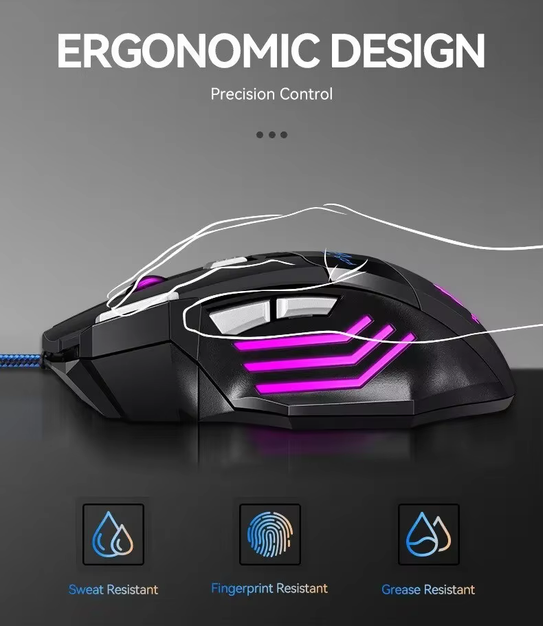 1 PC nouvelle souris de jeu USB hyperspeed rvb rétro-éclairé