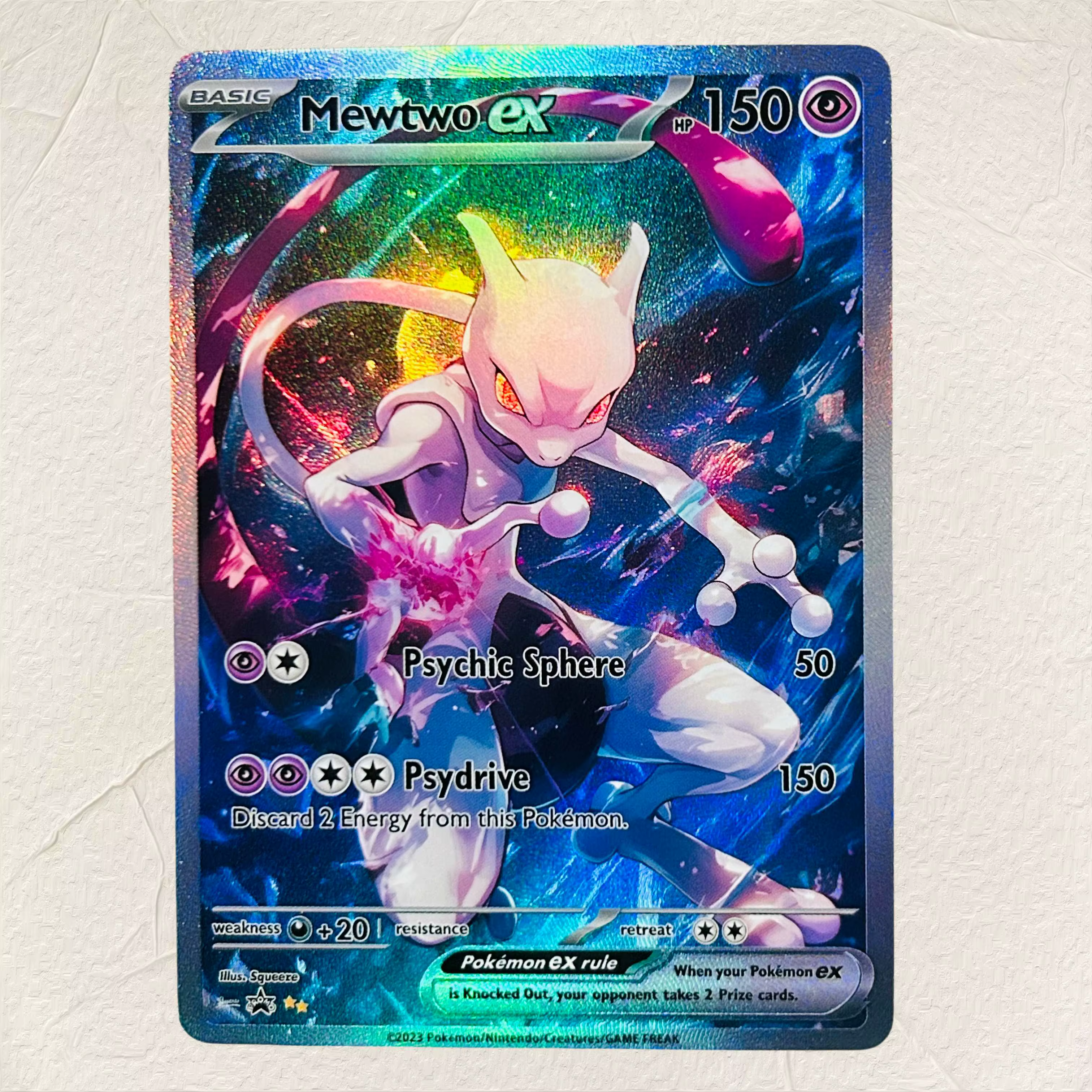 Cartes holographiques DIY Pokémon Mewtwo ex, version anglaise, état parfait, collection classique d'anime TCG