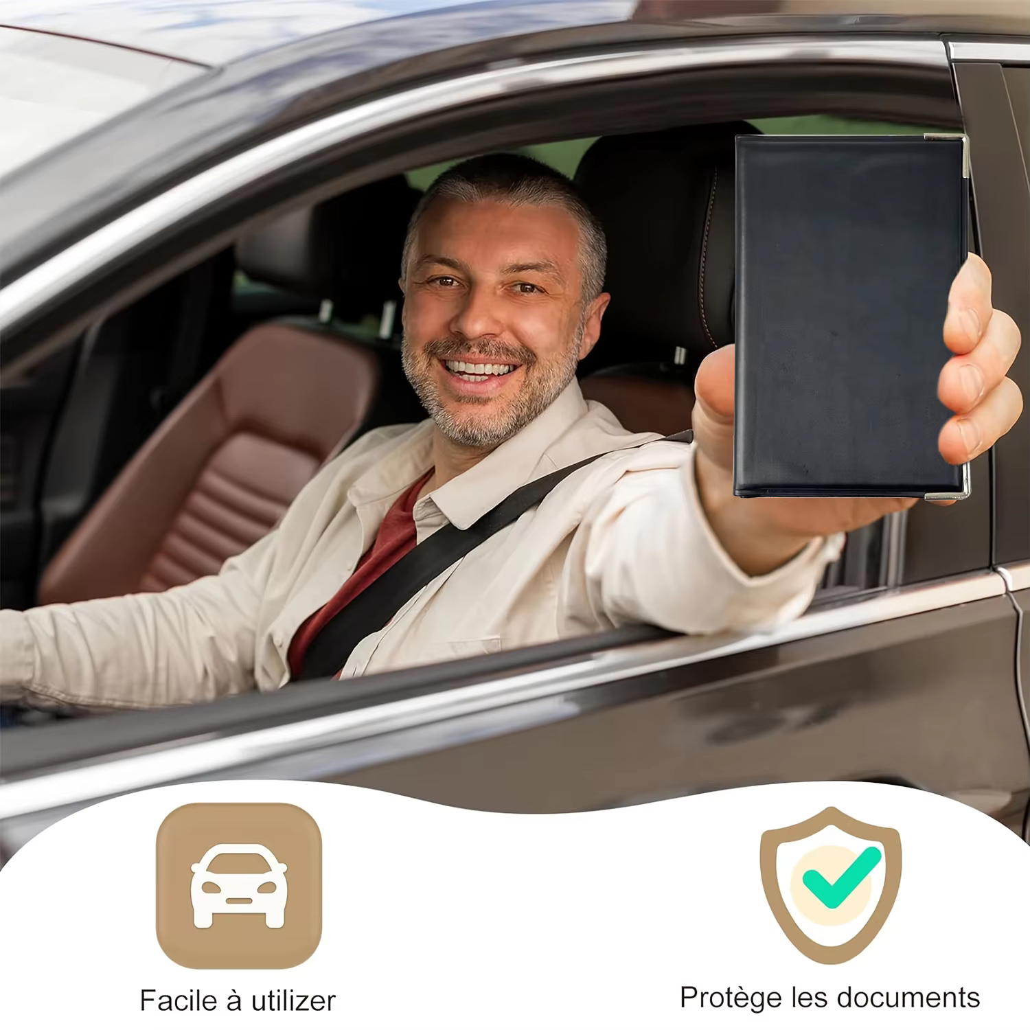 Porte-cartes 4-en-1, porte-documents de véhicule, porte-plaque d'immatriculation portable pour voiture et moto, essentiels pour les voyages et les affaires