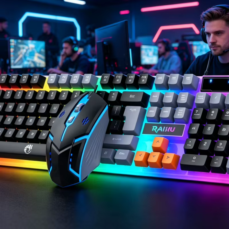Ensemble clavier et souris rétroéclairés tricolores super cool