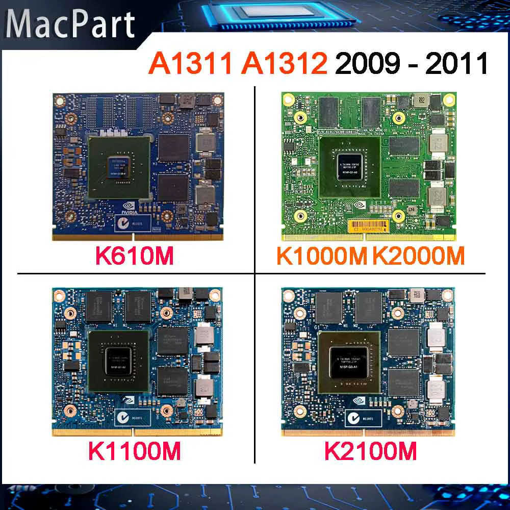 Carte vidéo Quadro K610M K1000M K1100M K2000M K2100M K3000M K3100M K4000M K4100M K5000M K5100M pour iMac A1311 A1312 2010 2011