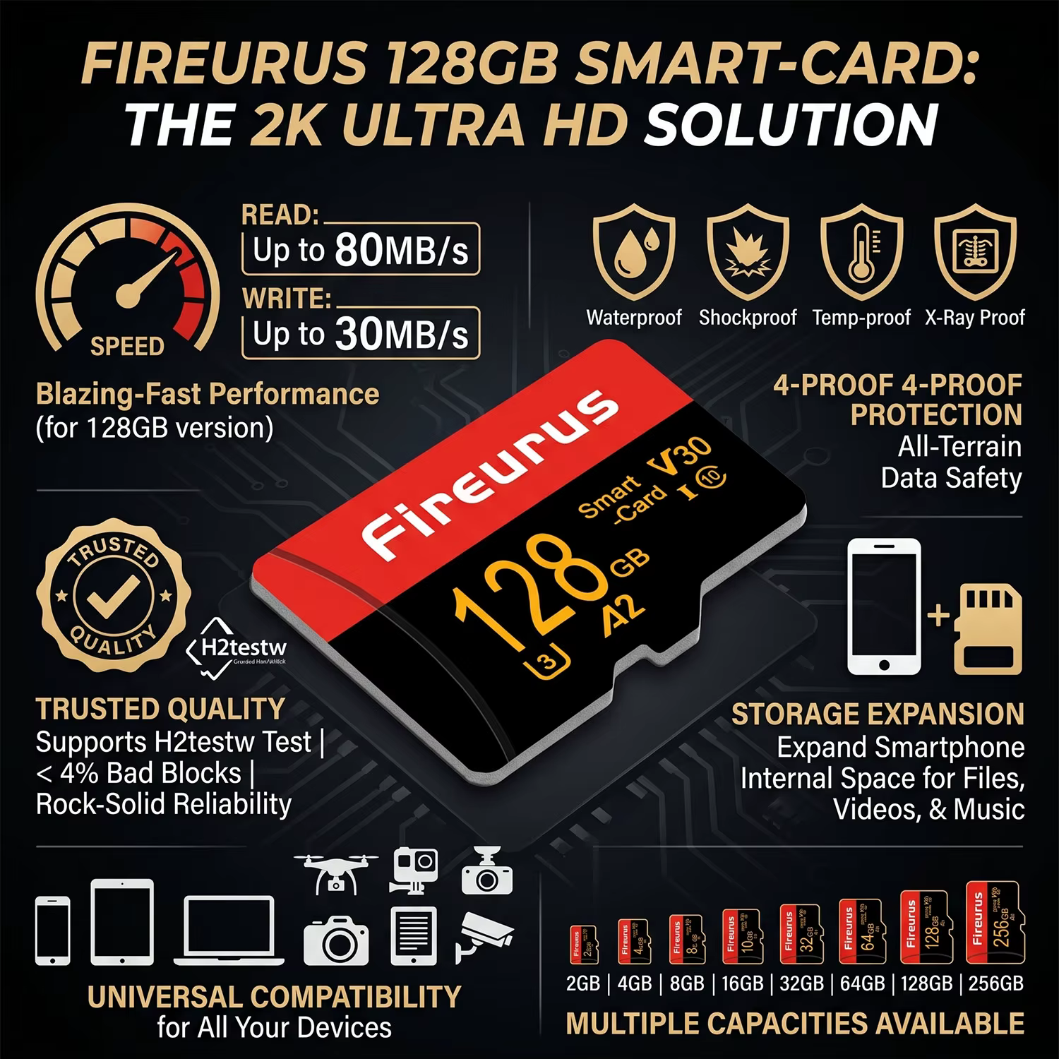 Carte mémoire Mini SD 16/32 Go A2 pour équipement de surveillance