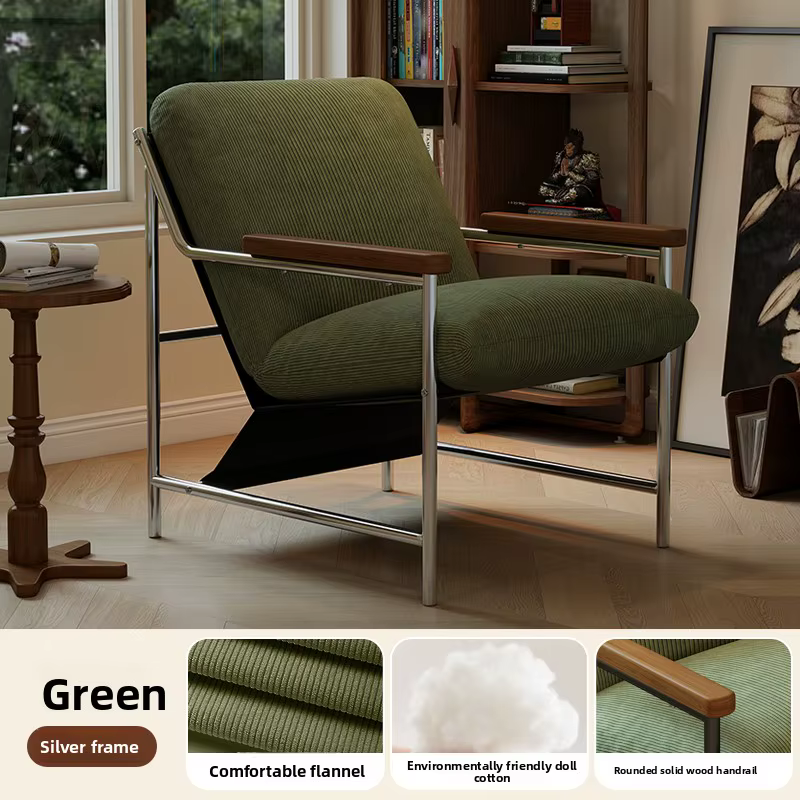 Fauteuil monoplace de style vintage, fauteuil inclinable de loisirs moderne avec repose-pieds, chaise d'appoint confortable pour balcon de chambre à coucher