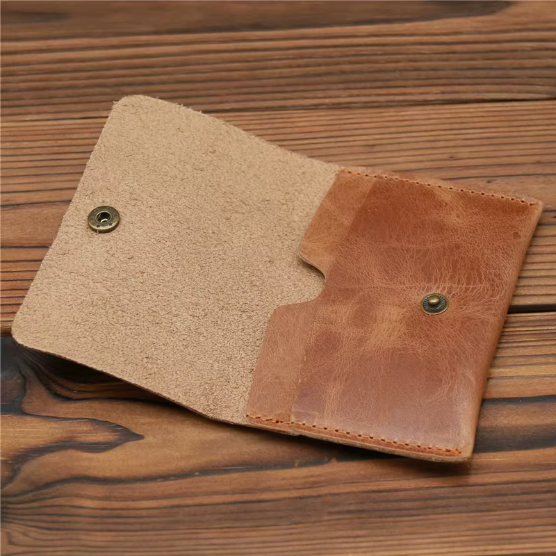 Porte-cartes de visite en cuir véritable pour hommes – Étui mince pour cartes de crédit et cartes d'identité, portefeuille professionnel pour le bureau et les voyages