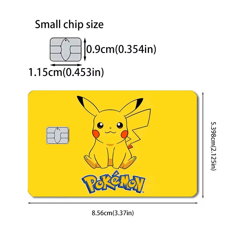 Autocollants mats pour cartes de crédit Anime Pikachu, jouets, dessins animés Pokémon Mewtwo Charizard, film autocollant pour cartes bancaires, petits autocollants à puce