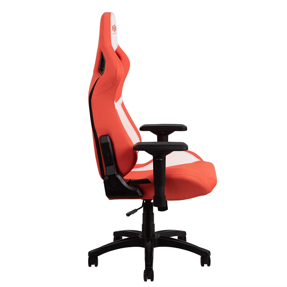 Chaise de bureau et gaming ergonomique 4D pivotante à dossier haut en similicuir PU orange