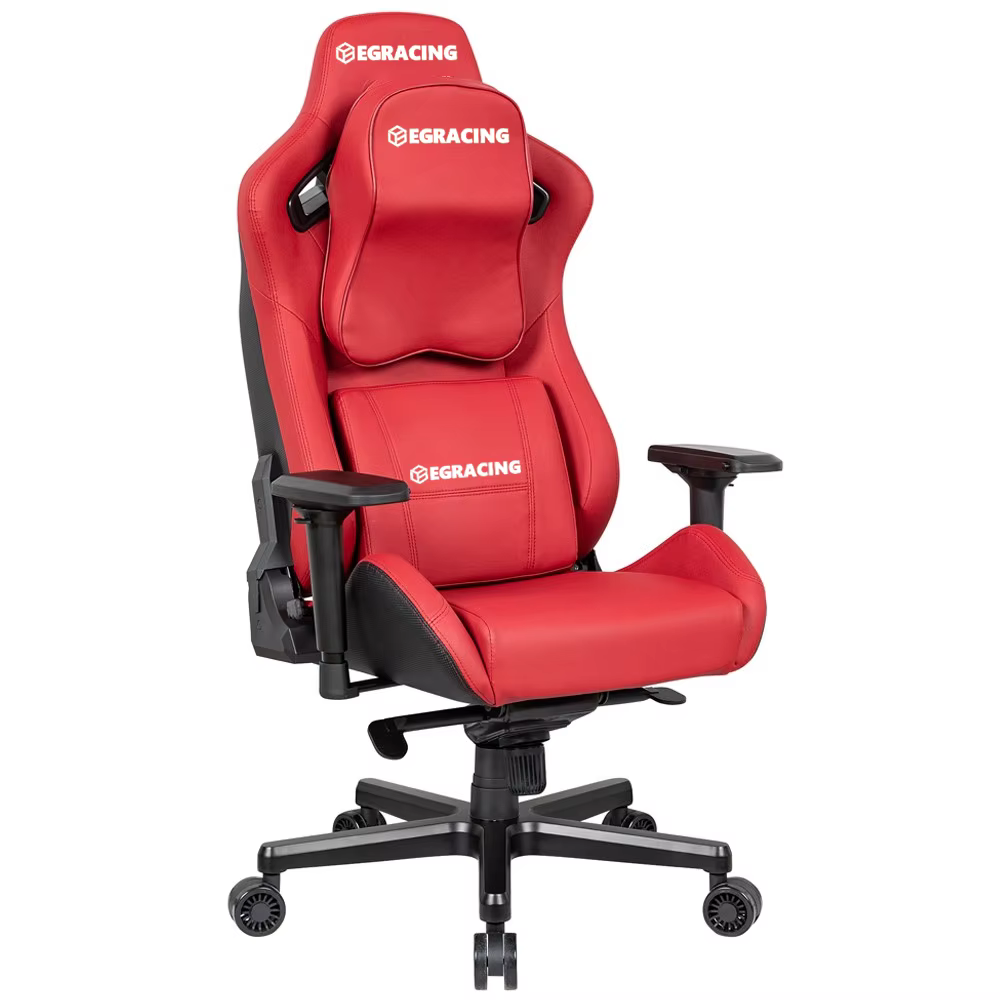 Chaise de jeu ergonomique pivotante moderne rouge avec dossier inclinable