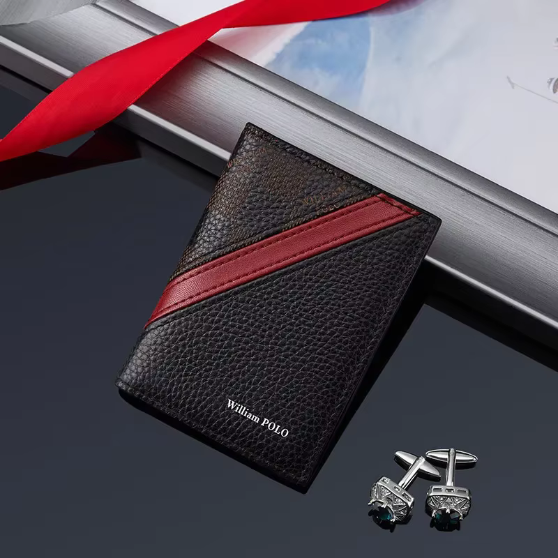 Portefeuille Ultra-fin pour hommes, porte-carte bancaire, Mini porte-cartes en cuir, étui à documents Simple, porte-cartes de crédit pour hommes