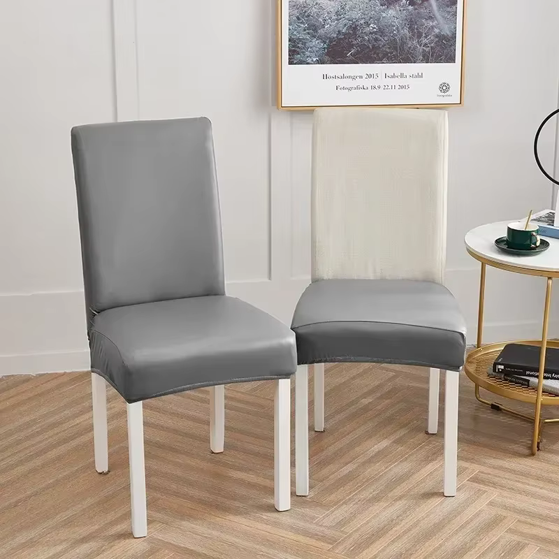 Housse de chaise en cuir pour salle à manger, tissu PU tout compris, imperméable, élastique pour animaux de compagnie, anti-poussière, bureau, hôtel