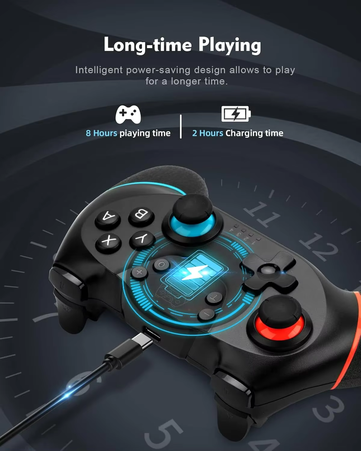 Manette de jeu sans fil STORM WYRM avec fonctions Turbo et double Vibration réglables pour Switch/Switch Lite/Switch OLED