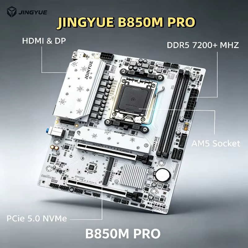 Jingyue B850M PRO carte mère DDR5 mémoire AM5 Ryzen ordinateur de bureau R7 9700X/9600X/7800X3D/7500F AMD B850/Socket AM5