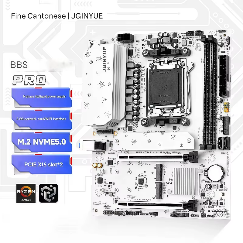 Jingyue B850M PRO carte mère DDR5 mémoire AM5 Ryzen ordinateur de bureau R7 9700X/9600X/7800X3D/7500F AMD B850/Socket AM5