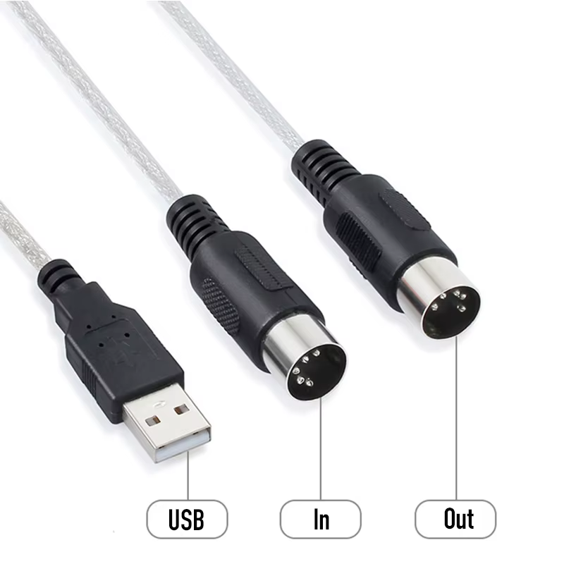 Câble adaptateur audio MIDI vers USB IN-OUT pour clavier électronique 5 broches