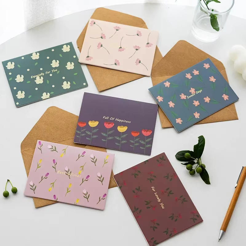 Carte de vministériels x festive avec enveloppes et autocollants, cartes d'invitation pour fête d'anniversaire, mariage et vacances, carte de bénédiction de message, ensemble de 6 pièces