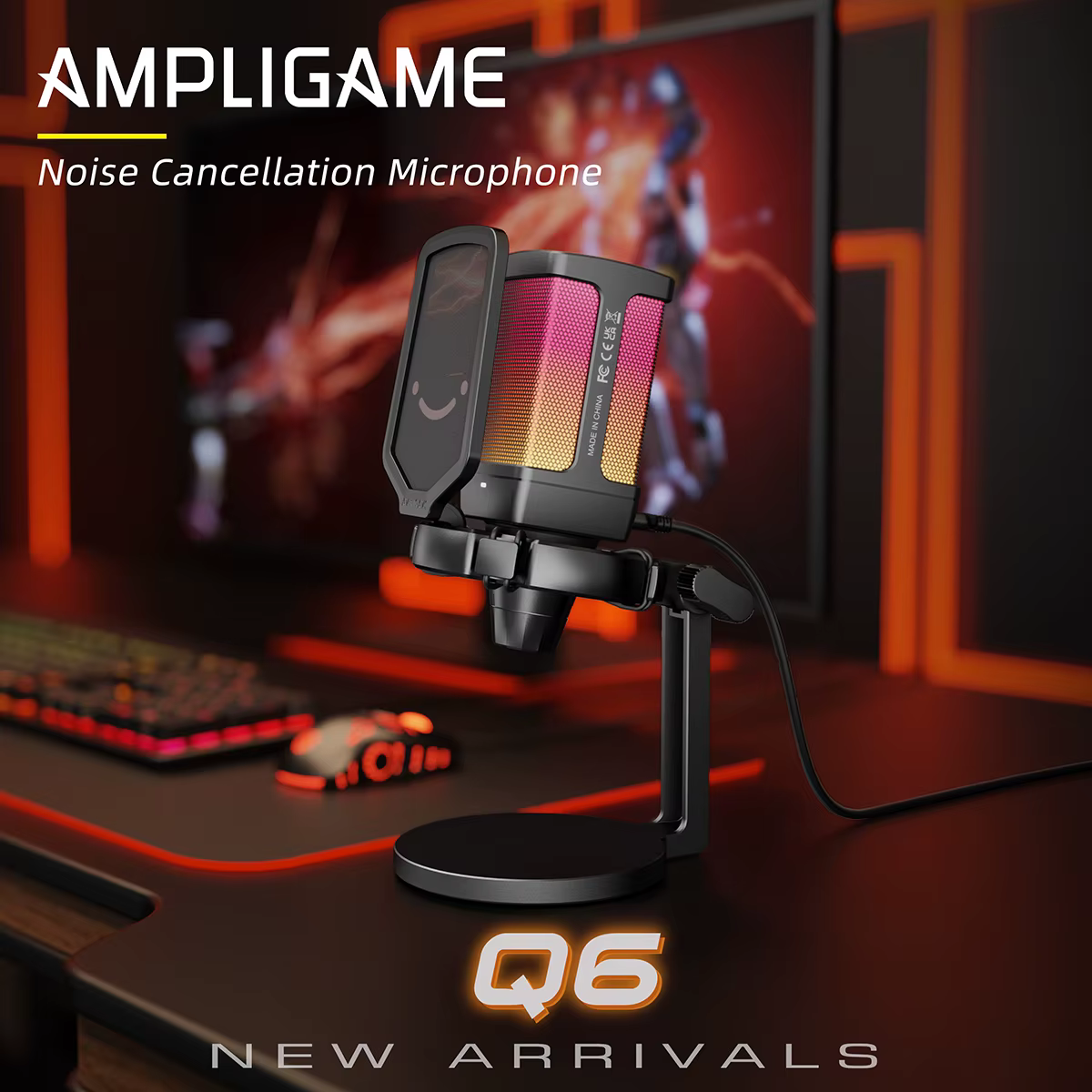 Microphone USB de jeu AmpliGame avec suppression du bruit