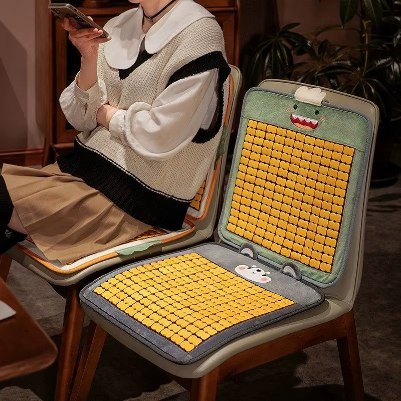 Coussin de siège rafraîchissant et respirant en bambou, orthopédique, antidérapant, portable, pour chaise de bureau, étudiant, dortoir, tabouret, maison, voiture, été
