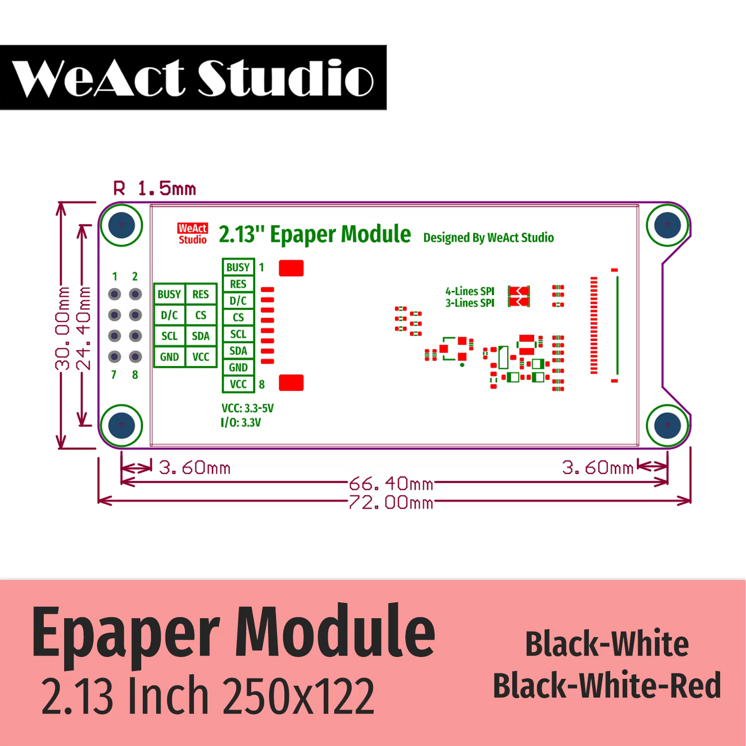 2.9 ''2.13" 2.9 2.13 pouces Module Epaper