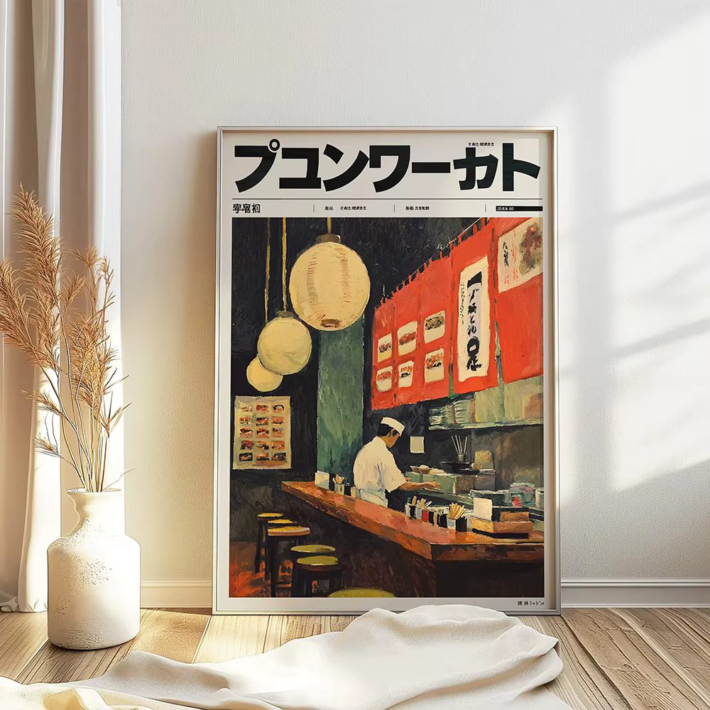 Affiche de bar à sushi japonais, affiches et images de cuisine, impression sur toile Tokyo, peinture murale pour salle à manger, décoration murale pour la maison