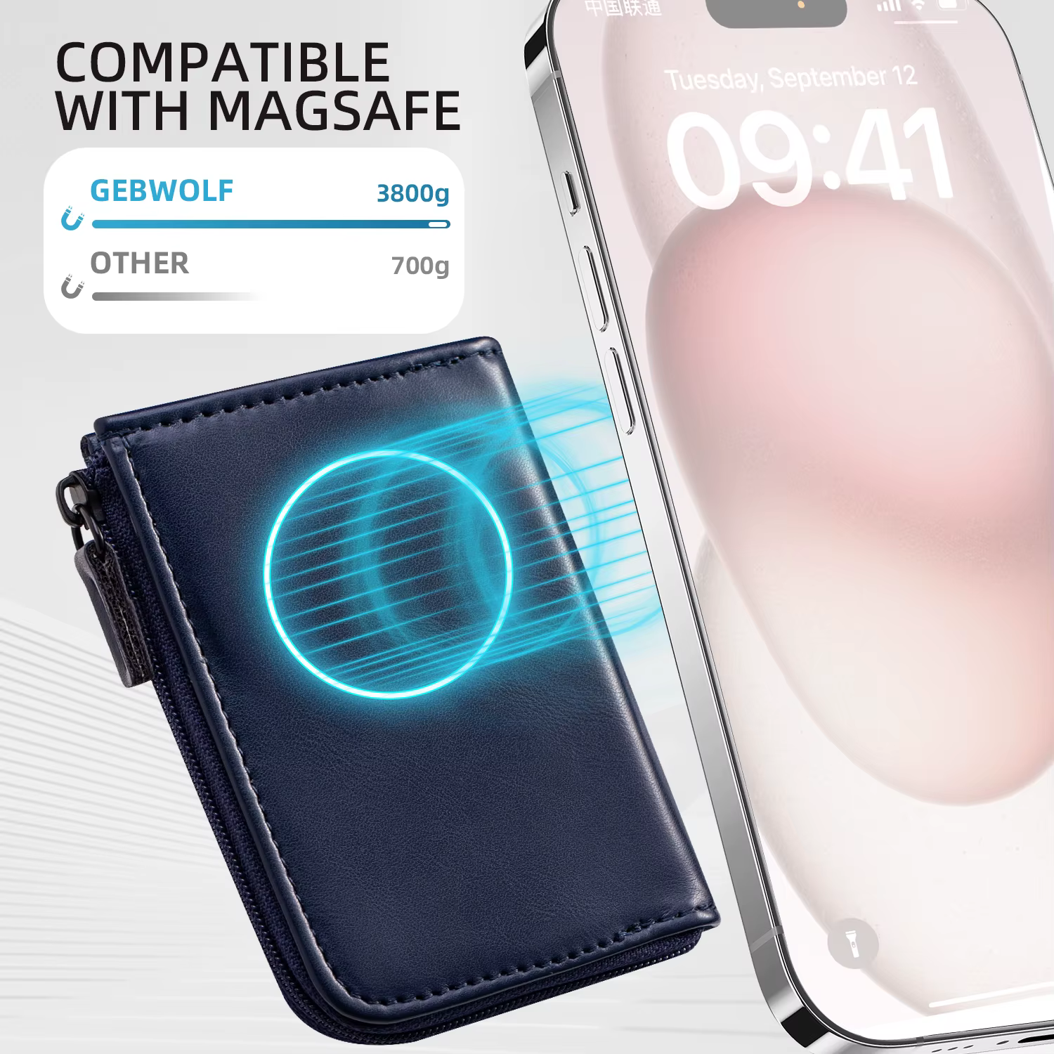 Porte-cartes MagSafe compatible avec iPhone 17/16/15/14/13/12 – Étui magnétique antivol pour cartes