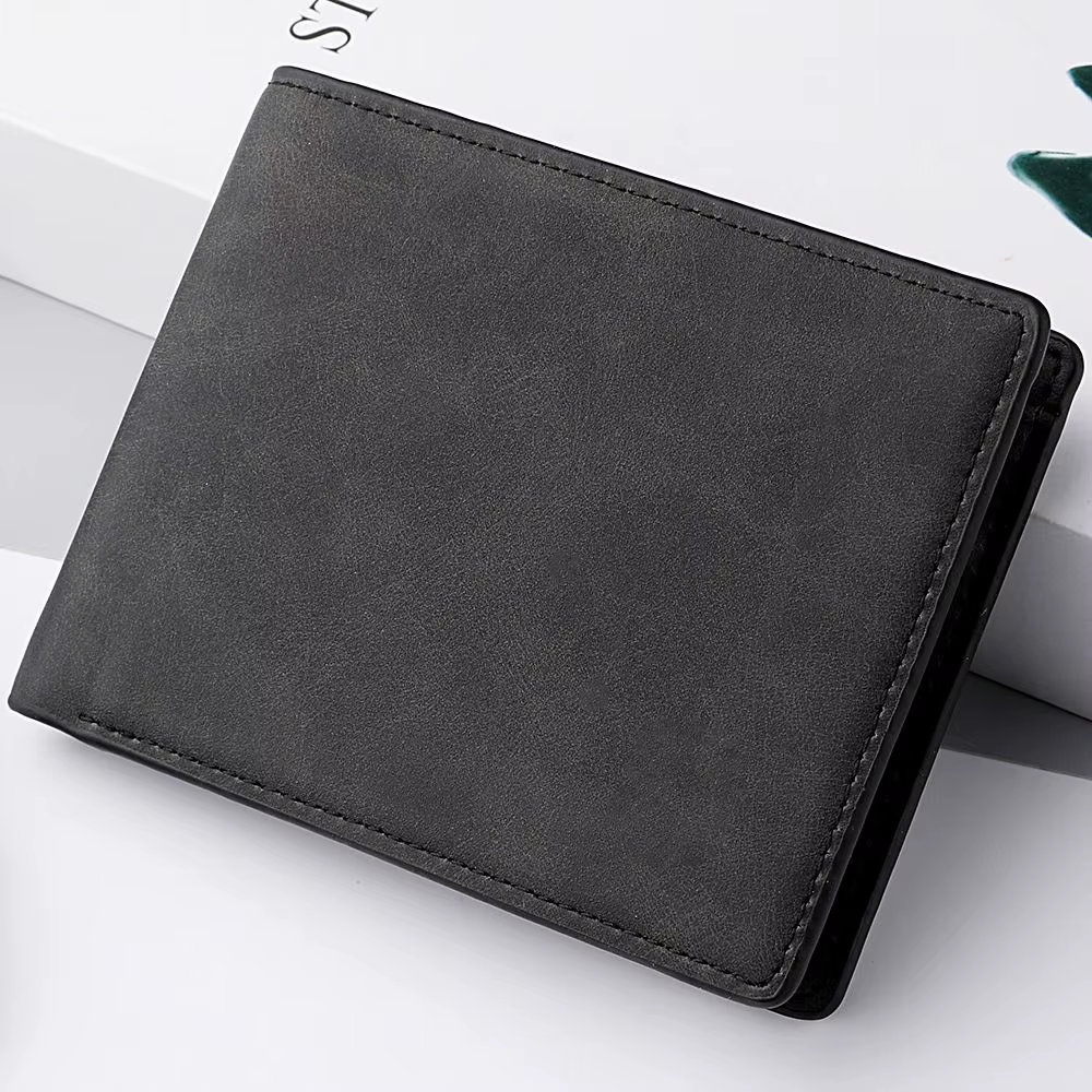 Portefeuille multi-cartes pour hommes, porte-monnaie pliable de grande capacité, porte-monnaie court en cuir PU