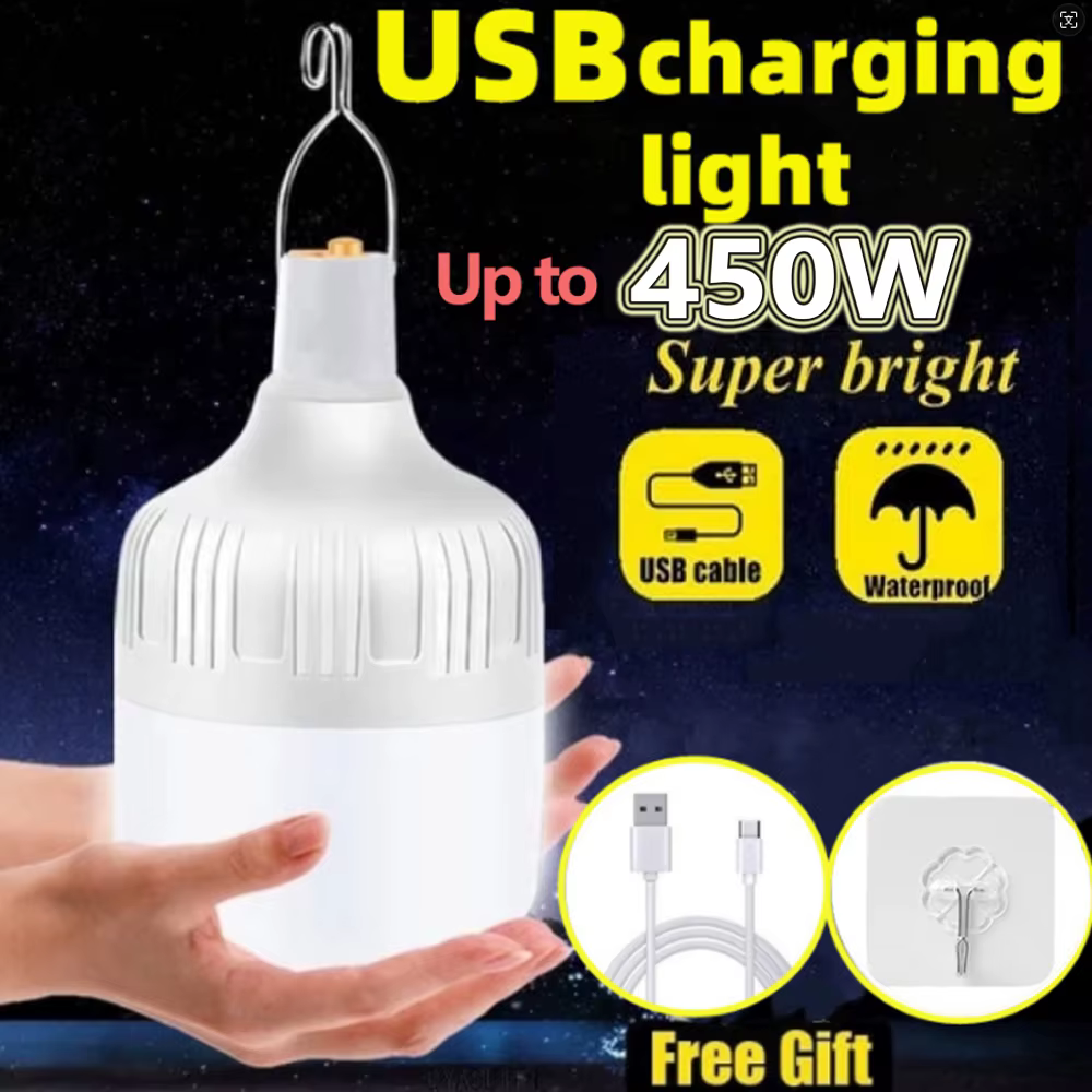 Lampes de camping portables pour barbecue en plein air, lampe rechargeable par USB, ampoule LED d'urgence, crochet, lanterne de tente haute puissance, ampoule de nuit