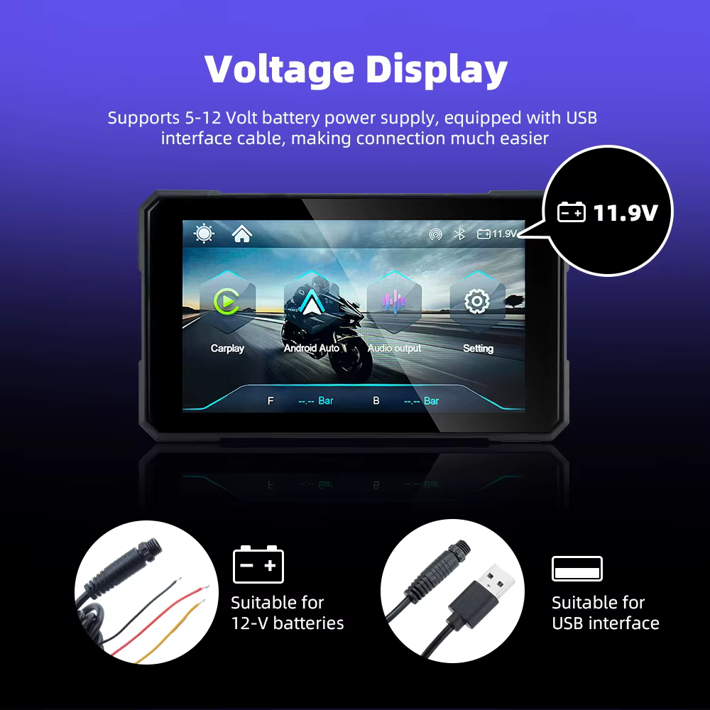 EKIY sans fil CarPlay Moto Android Auto 5.0 pouces Portable tableau de bord numérique GPS Moto Navigation écran d'affichage amovible