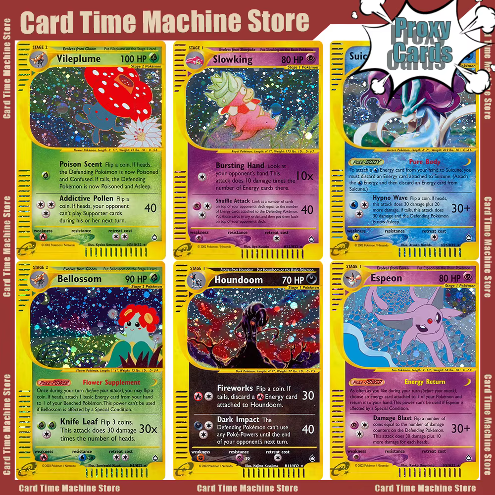 Cartes pokemon proxy AQUAPOLIS Ampharos Magneton Togetic Holo Ultra Rare SET Holo Cards PKM PTCG E-Card Trading