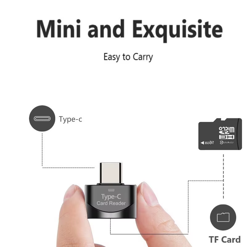 Lecteur de carte portable USB 3.1 Type C USB-C TF Micro SD OTG Adaptateur Type-C