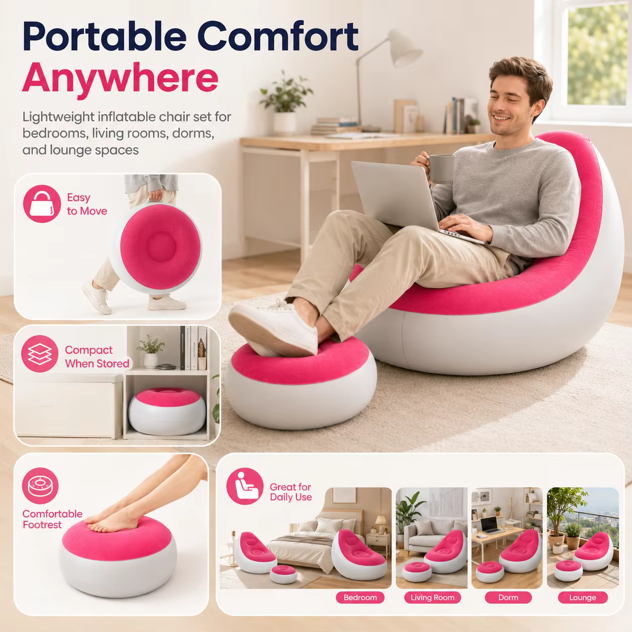 1 chaise longue gonflable