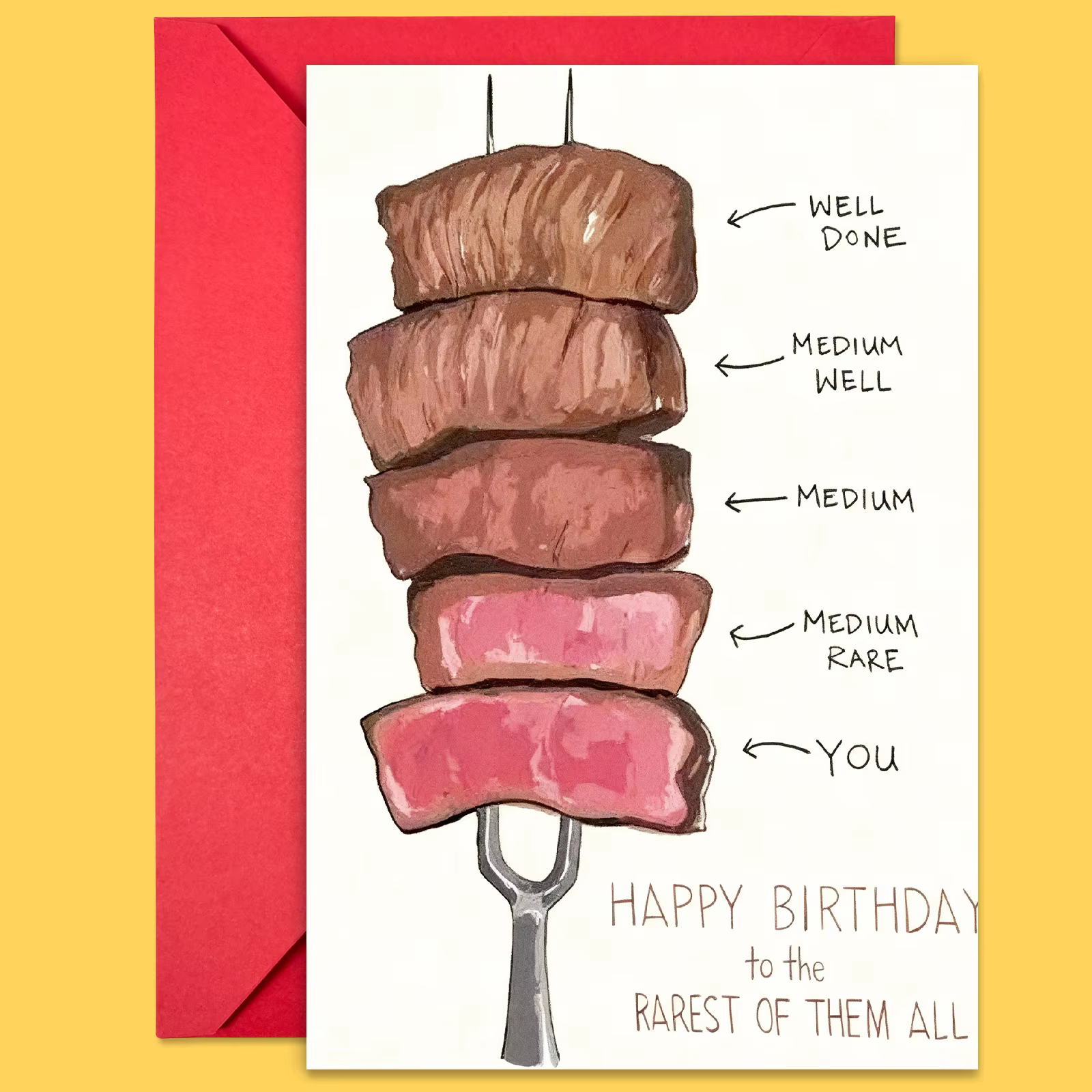 Enveloppe de carte de vœux manuscrite joyeux anniversaire, Message de bénédiction de Steak intéressant, enveloppe de carte pliable, décor de fête d'anniversaire