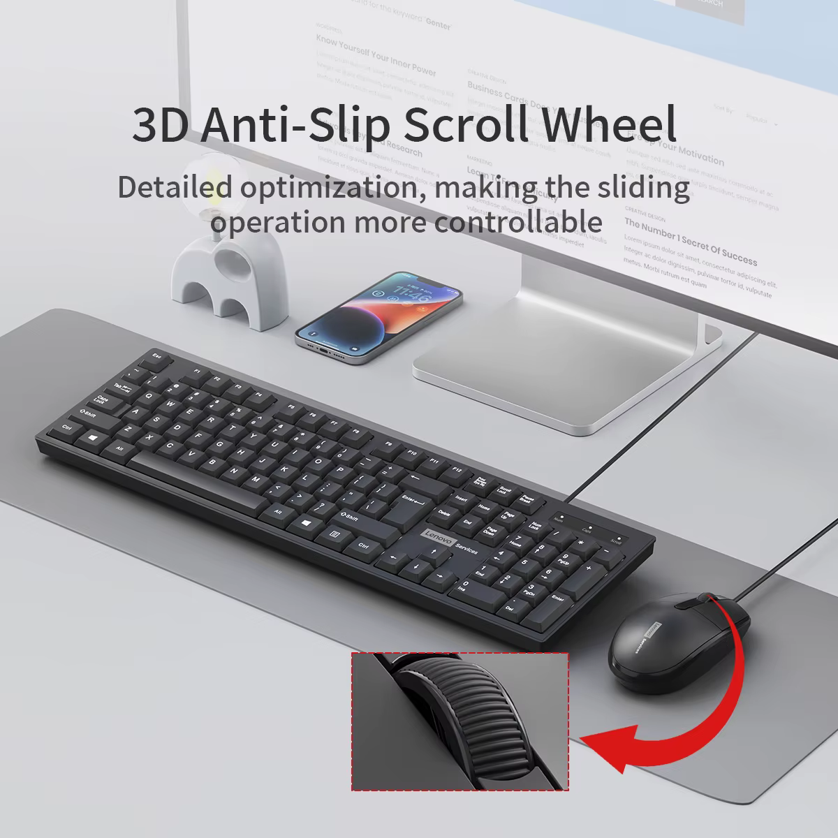 Lenovo – ensemble souris et clavier filaires