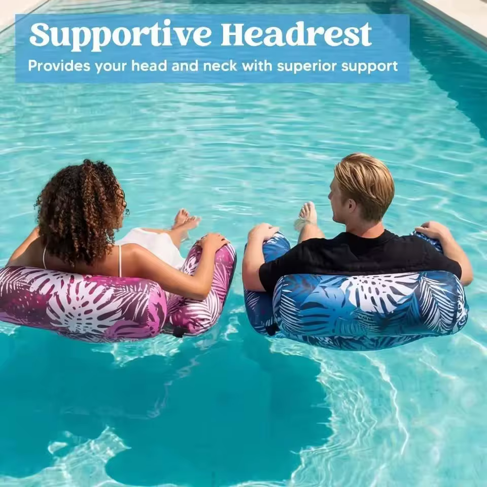 Chaises flottantes pour piscine, chaise longue gonflable pour adultes avec accoudoirs et dossier, transat flottant pour l'eau, hamac aquatique pour le plaisir estival dans l'eau