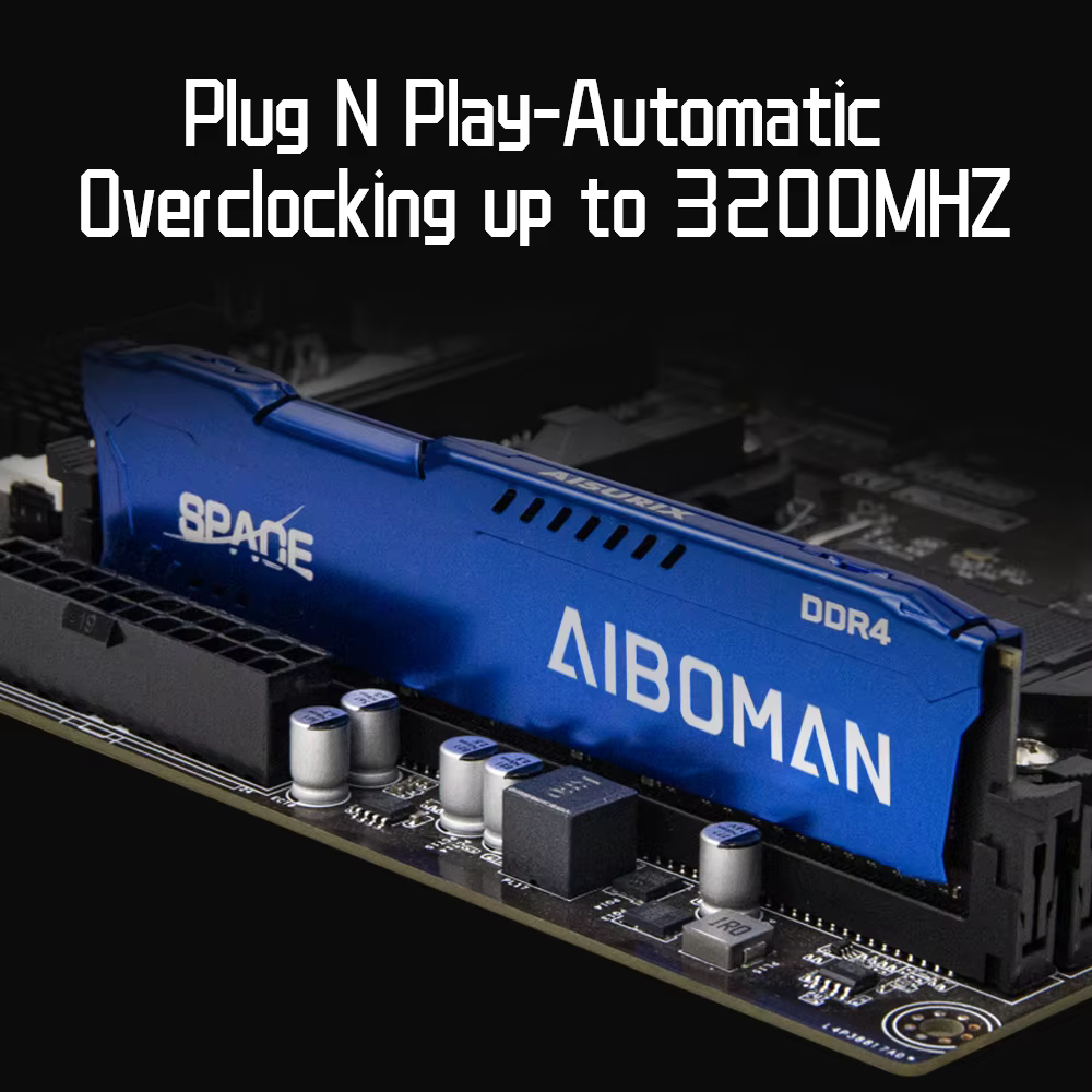 AIBOMAN DDR4 8G/16G 3200MHZ Ram de jeu avec dissipateur thermique tout nouveau bureau transaction à grande vitesse adapté à toutes les cartes mères